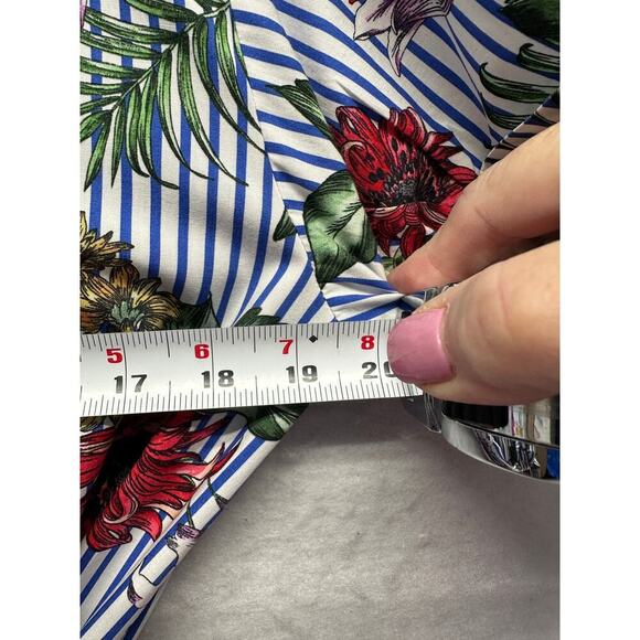 Zara Z1975 Denim Women Floral Shirt Dress Belt Short Sleeve Poplin S Resort - Picture 7 of 10